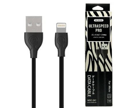 

Кабель Lightning 1 м Ultra Speed Pro WK WDC-041i-Black, Черный