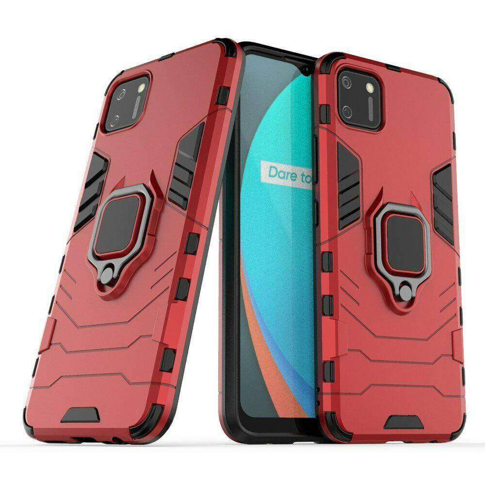 

Чехол Iron Ring для Realme C11 / RMX2185 противоударный бампер с подставкой Red