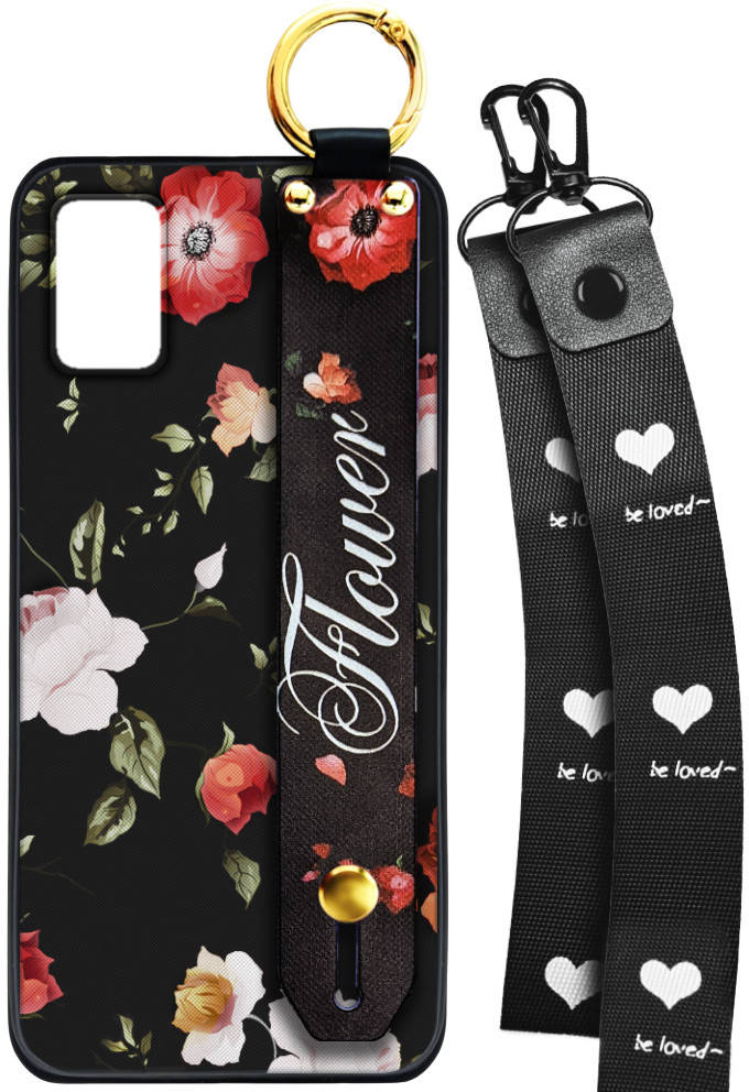 

Чехол SHLab ZTE Blade A31 Flower Black + два ремешка с карабином, Черный