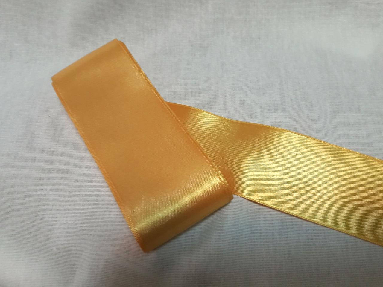 

Лента атласная двухсторонняя 5.7 см на метраж желтая, Желтый