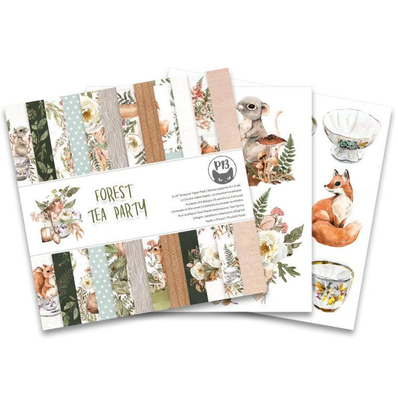 

Набір двостороннього паперу - Forest tea party - P13 - 15х15 Ціна за 1/2 набору!