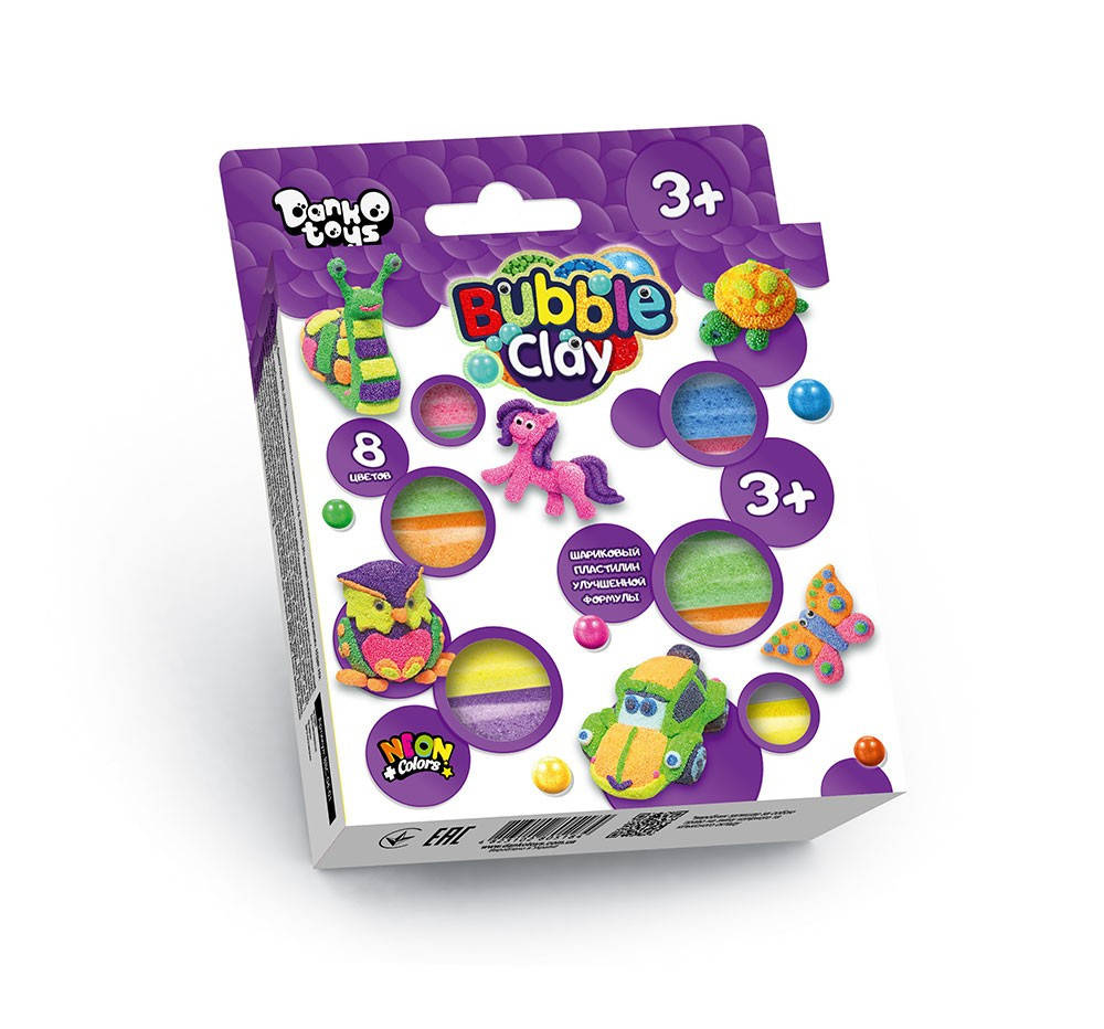 

Шариковый пластилин "BUBBLE CLAY" 8 цветов Danko Toys, Разные цвета