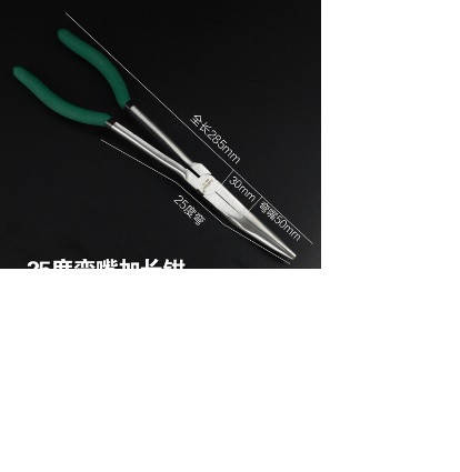

Длинногубцы Tuochi Tools изогнутые, зеленые ручки 285 х 30 х 50, 25 градусов