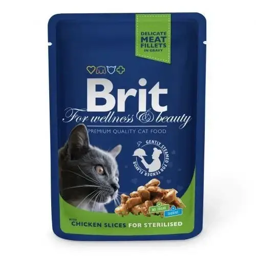 

Влажный корм Brit Premium Cat pouch, для стерилизованных кошек, с курицей, 100 г