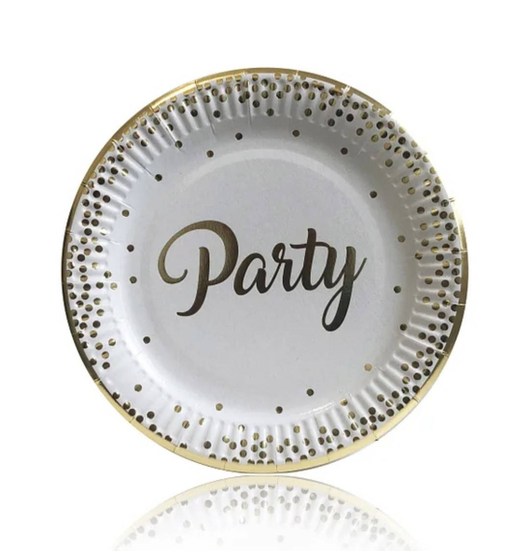 

Бумажные тарелки диам.18см Party золото (уп.10шт.)