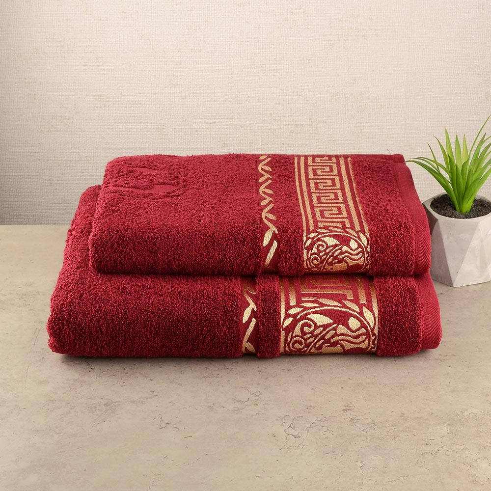 

Набор полотенец банных 2шт GM Textile 50х90см, 70х140см Caesar 450г/м2 (Бордовый)