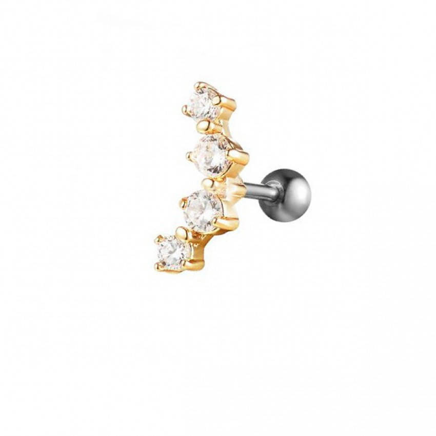 

Серьга в хрящ штанга дуга из четырех камней