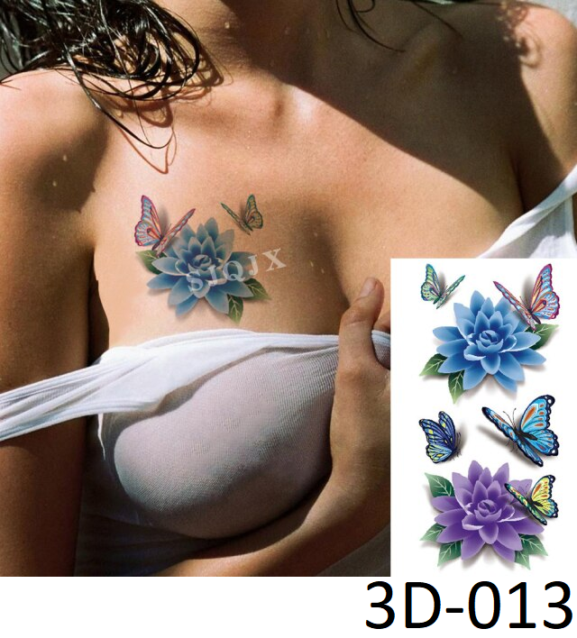 

Флеш тату. 19*9 см, Переводная. Временная. Набор, 3-D, Цветы, Бабочки, 3D-13 509