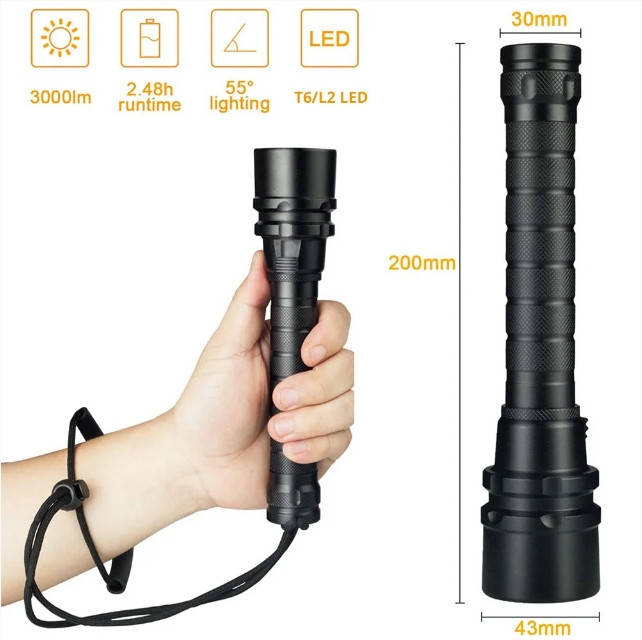 

Подводный фонарь Police 8799 Cree XM-L2 Фонарик для дайвинга, Черный