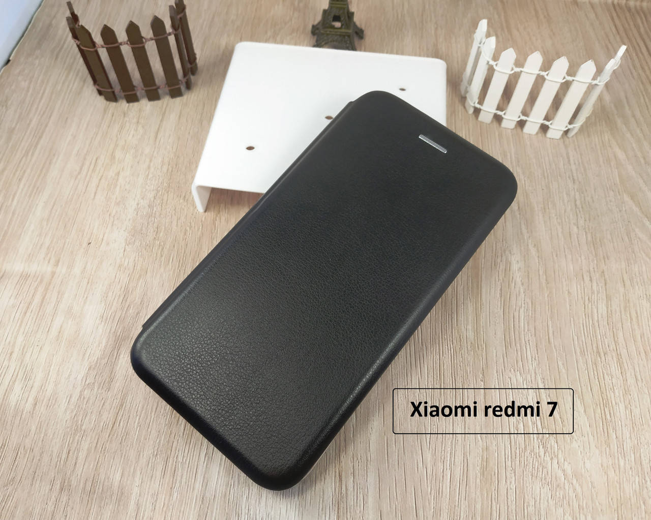

Черная магнитная чехол-книжка для Xiaomi redmi 7 с визитницей, Черный