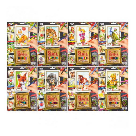 

Раскраска по номерам "Danko Toys" серии "Pencil by numbers", 12 карандашей