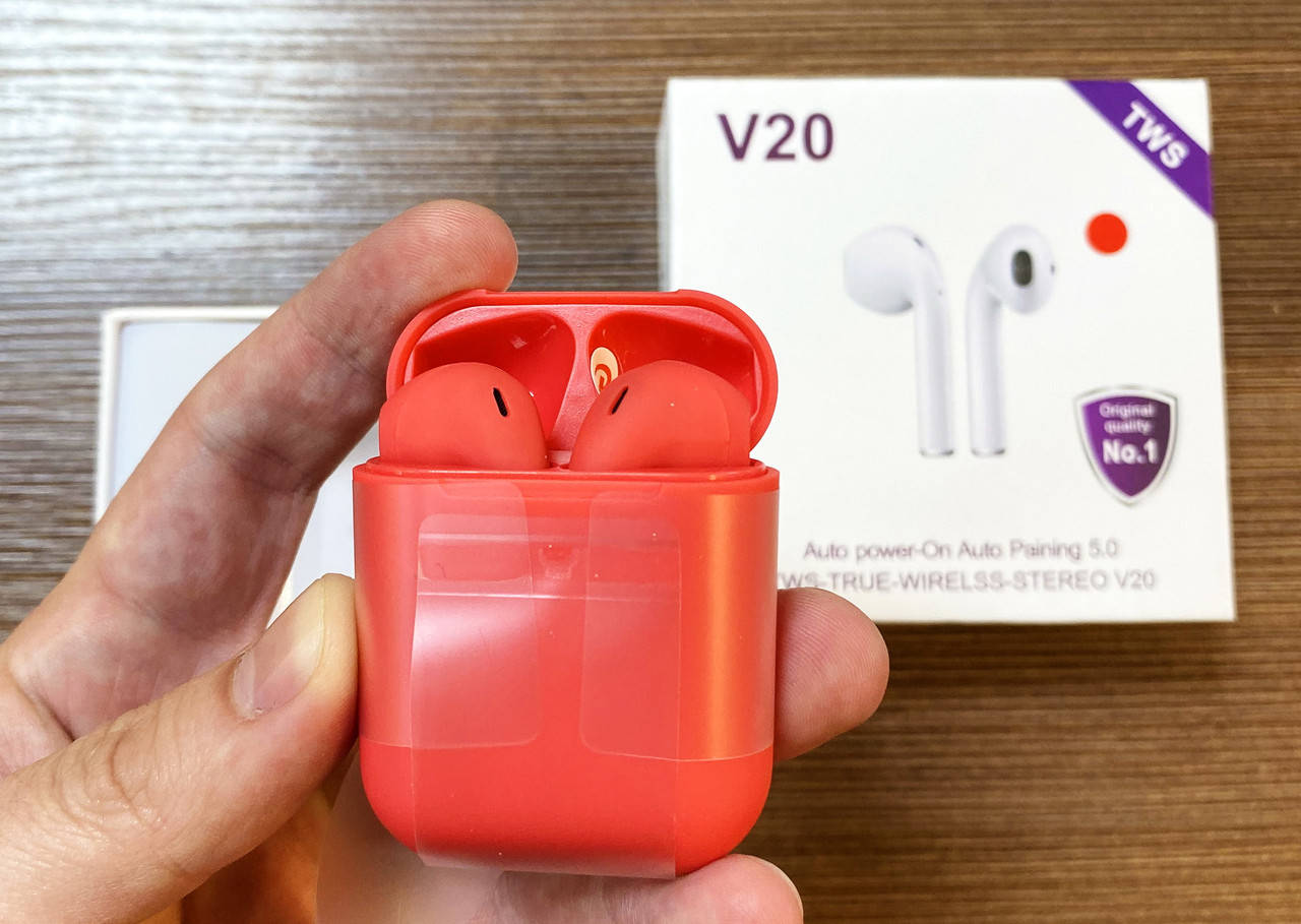 

Наушники bluetooth V20 TWS красного цвета, Красный