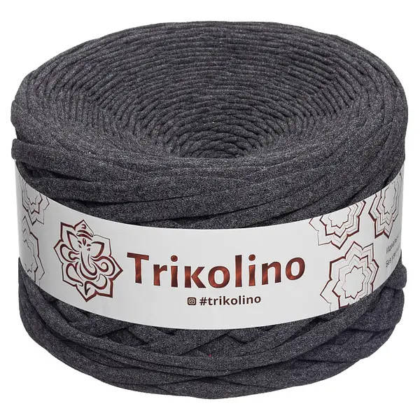 

Пряжа трикотажная 7-9 мм "Trikolino", цвет Антрацит меланж, Темно-серый