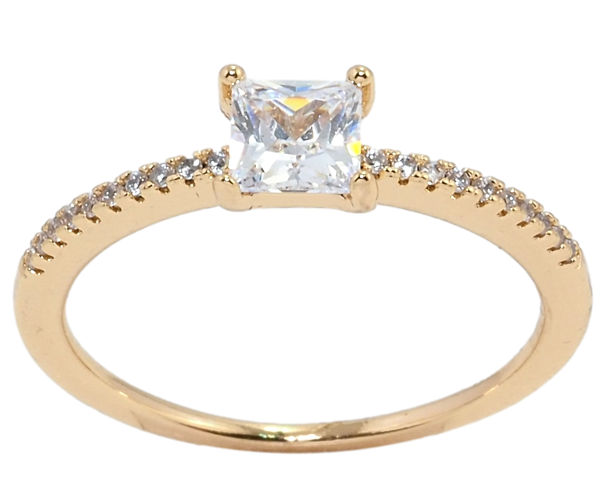 

Кольцо Xuping Позолота 18K "Фианит на тонкой шинке с цирконием" р.18.5,19.5