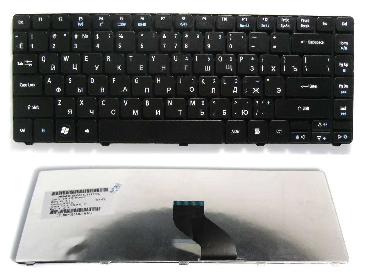 

Клавиатура для ноутбука Acer Aspire 3750, 3820T, 4535, 4736, 4935, 4733Z, 5942g, e1-471, d640g RU черная новая, Черный