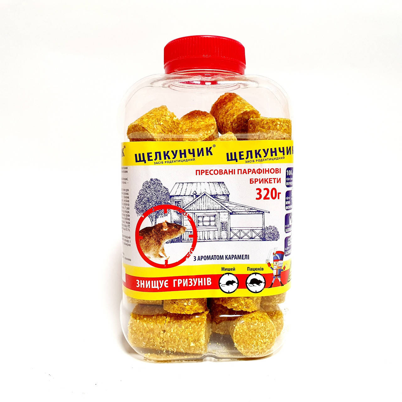 

Родентицид от крыс и мышей Щелкунчик брикет 320 г желтый Агромаг 1588