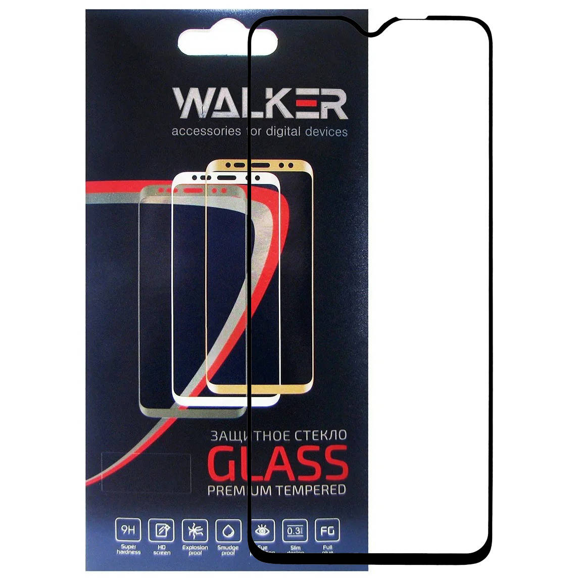 

Защитное стекло Walker 3D Full Glue для Xiaomi Redmi Note 8 Pro Black, Черный