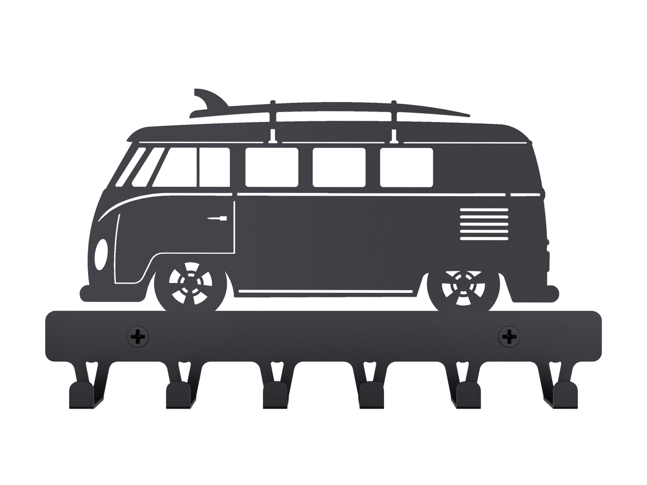 

Вешалка для ключей металл VW Transporter T1 із сьорфом Ретро хіпстер подарок Фольксваген ключница, Черный