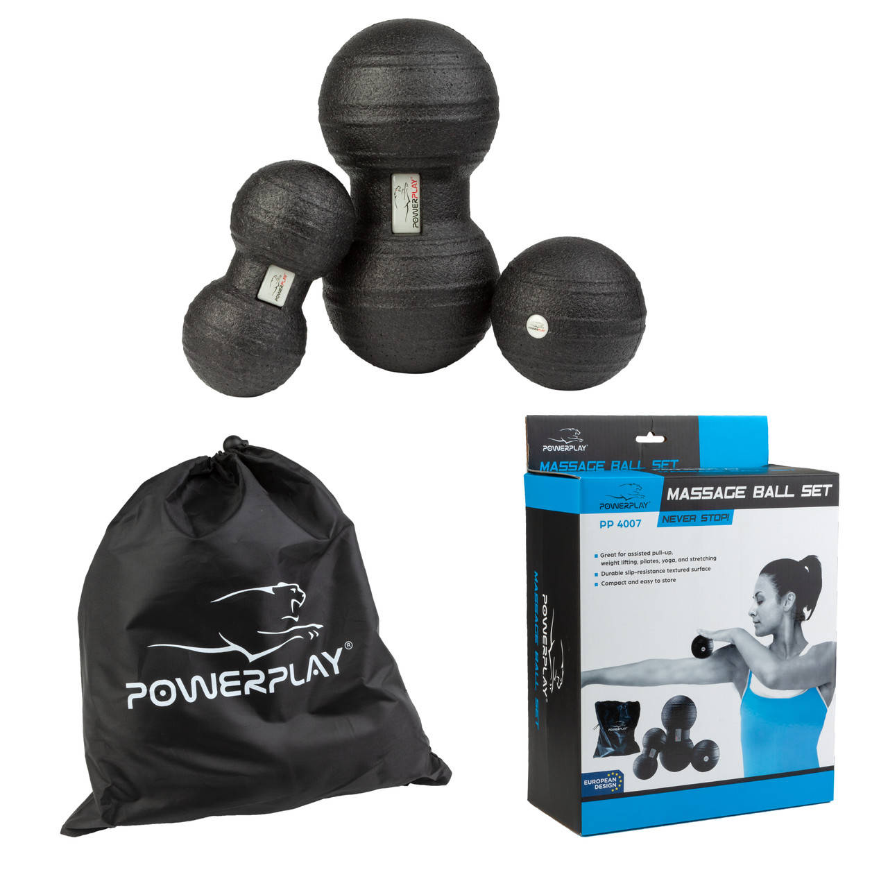 

Набор массажных мячиков PowerPlay 4007 Черные (3 шт) - UkMarket