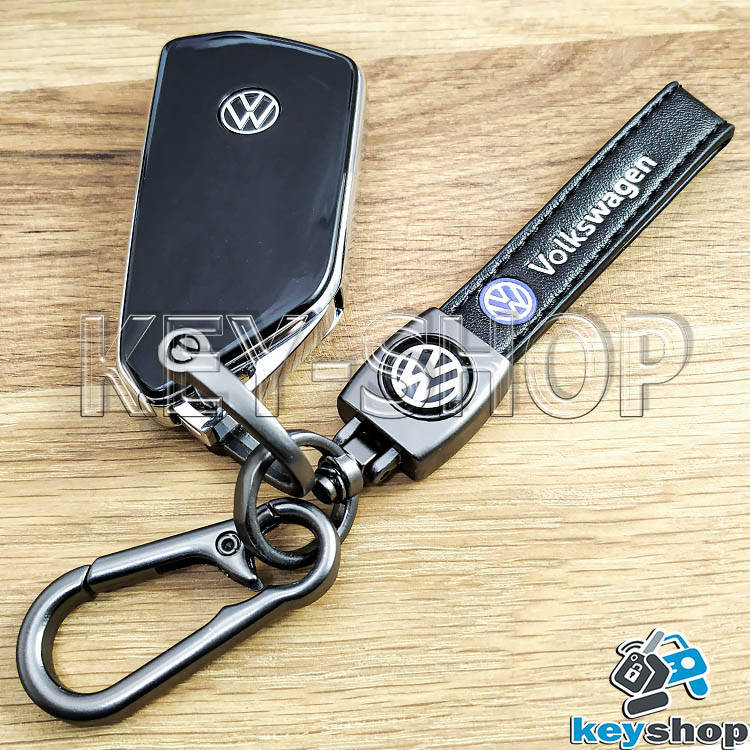 

Брелок ключа Volkswagen (Фольксваген) кожаный (черный) с карабином