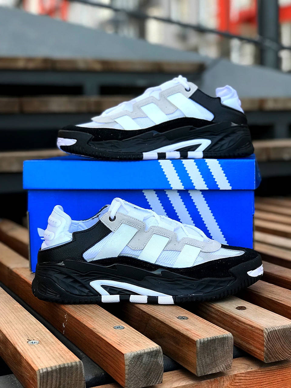 

Мужские кроссовки adidas niteball чёрные с белым 45, Черно-белый