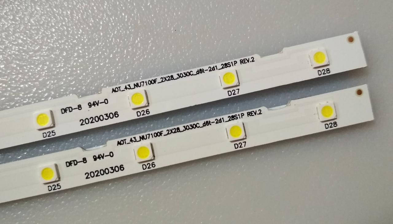 

Подсветка светодиодная AOT-43-NU7100F-2X28-3030C для телевизоров Samsung 43″