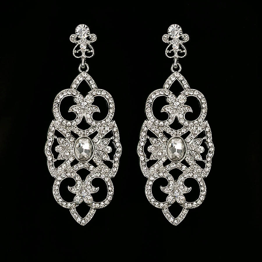 

Серьги вечерние, свадебные ювелирная бижутерия посеребрение 1749в