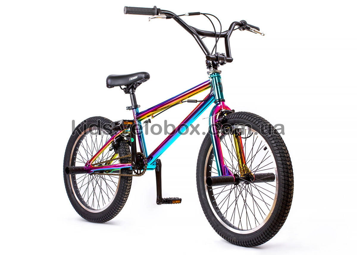 

BMX БМХ 20" подростковый трюковый велосипед Crosser Rainbow, Черный