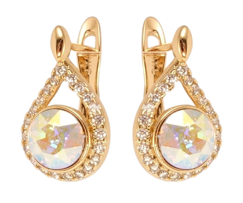 

Серьги Xuping Позолота 18K с кр-ми Swarovski английский замок "Изящные капельки с кристаллом АВ"