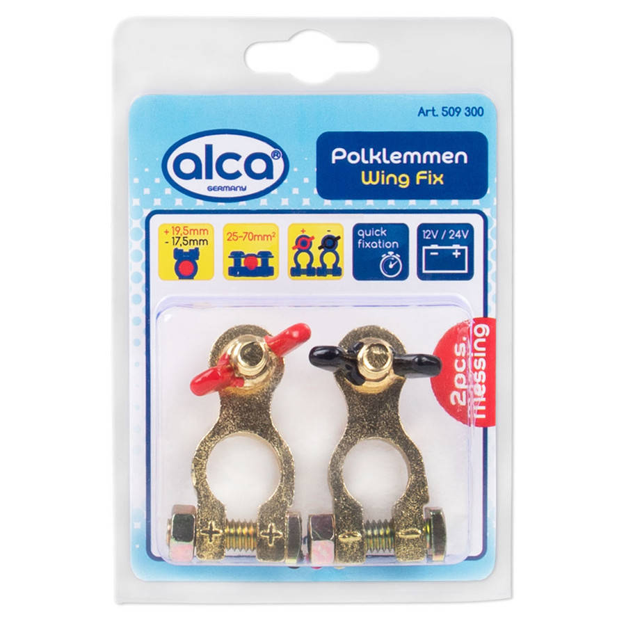 

Клеммы аккумуляторные цветные "Wing Fix", Alca, 2шт, 12/24V, 509300