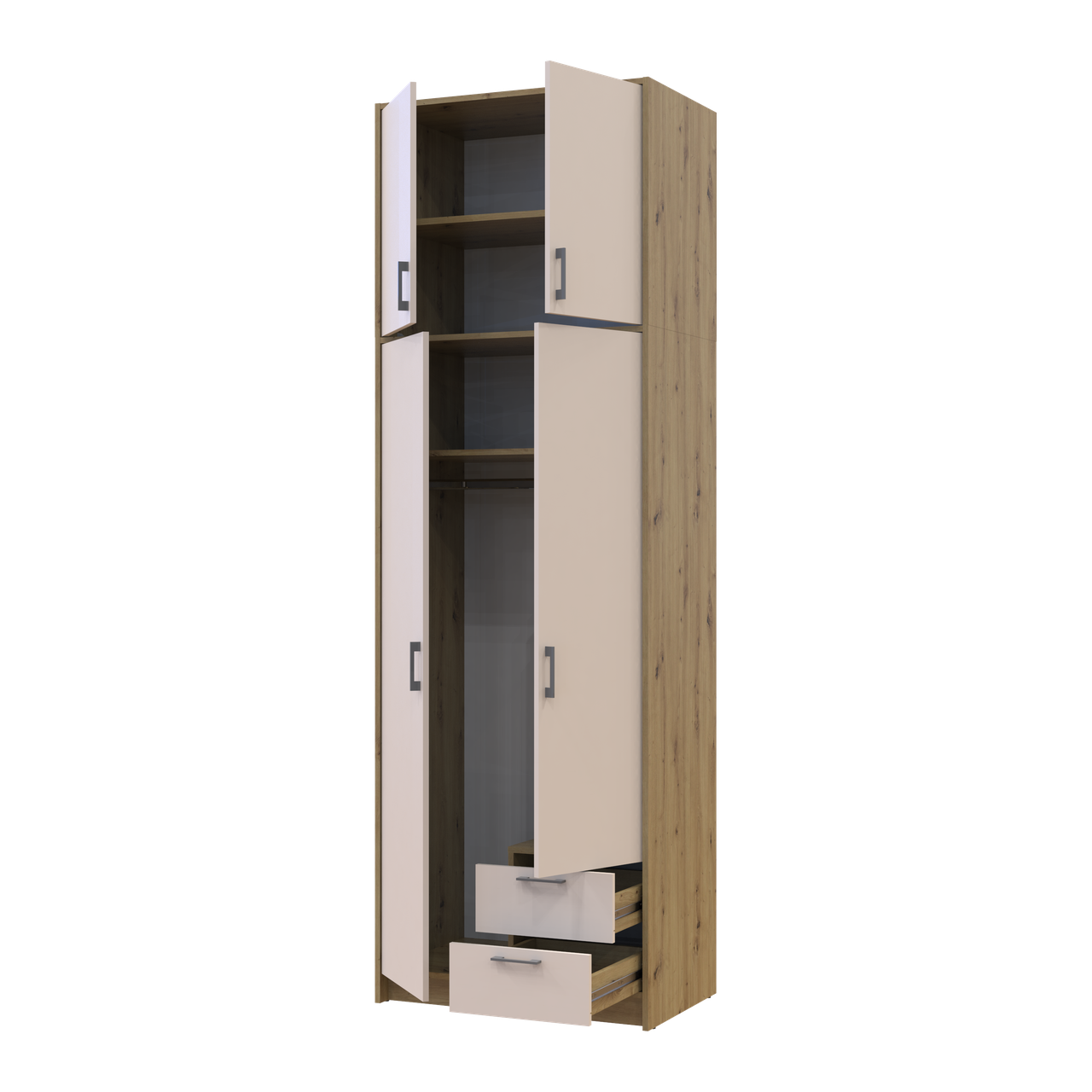 Шафа для одягу Doros Ронді з високою антресолею Дуб Артізан/Кашемір 2 ДСП 82х52х260 (42005192) 2