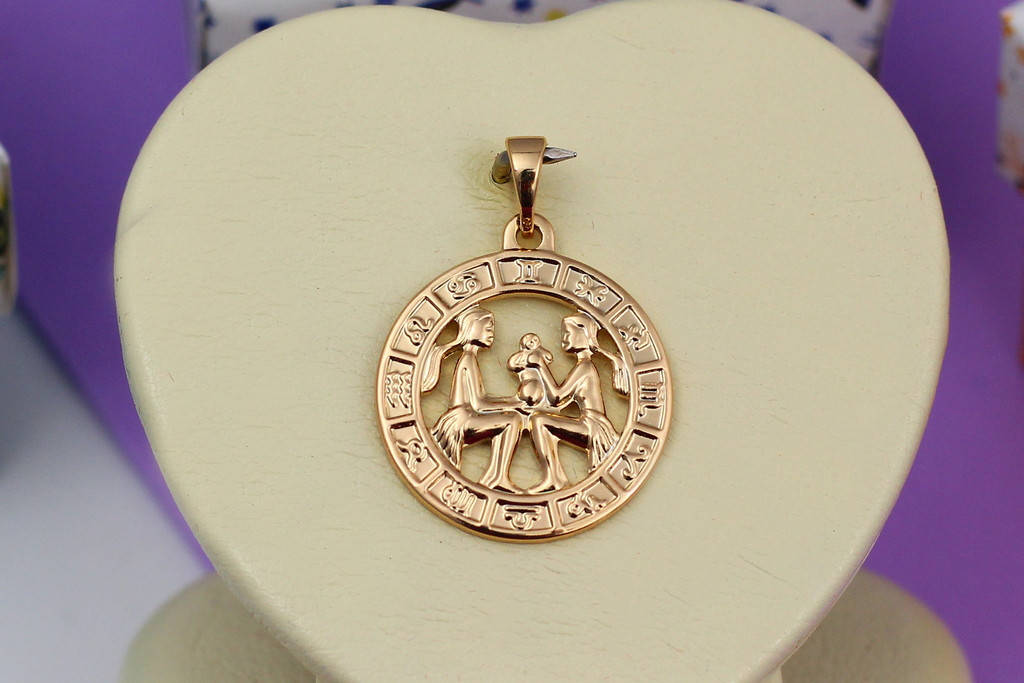 

Кулон зодиак Xuping Jewelry близнецы 2 см золотистый