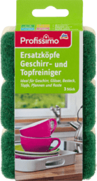 

Запасные сменные насадки на губку для мытья посуды Profissimo Ersatzköpfe Geschirr-und Topfreiniger, 3шт, Зелёный