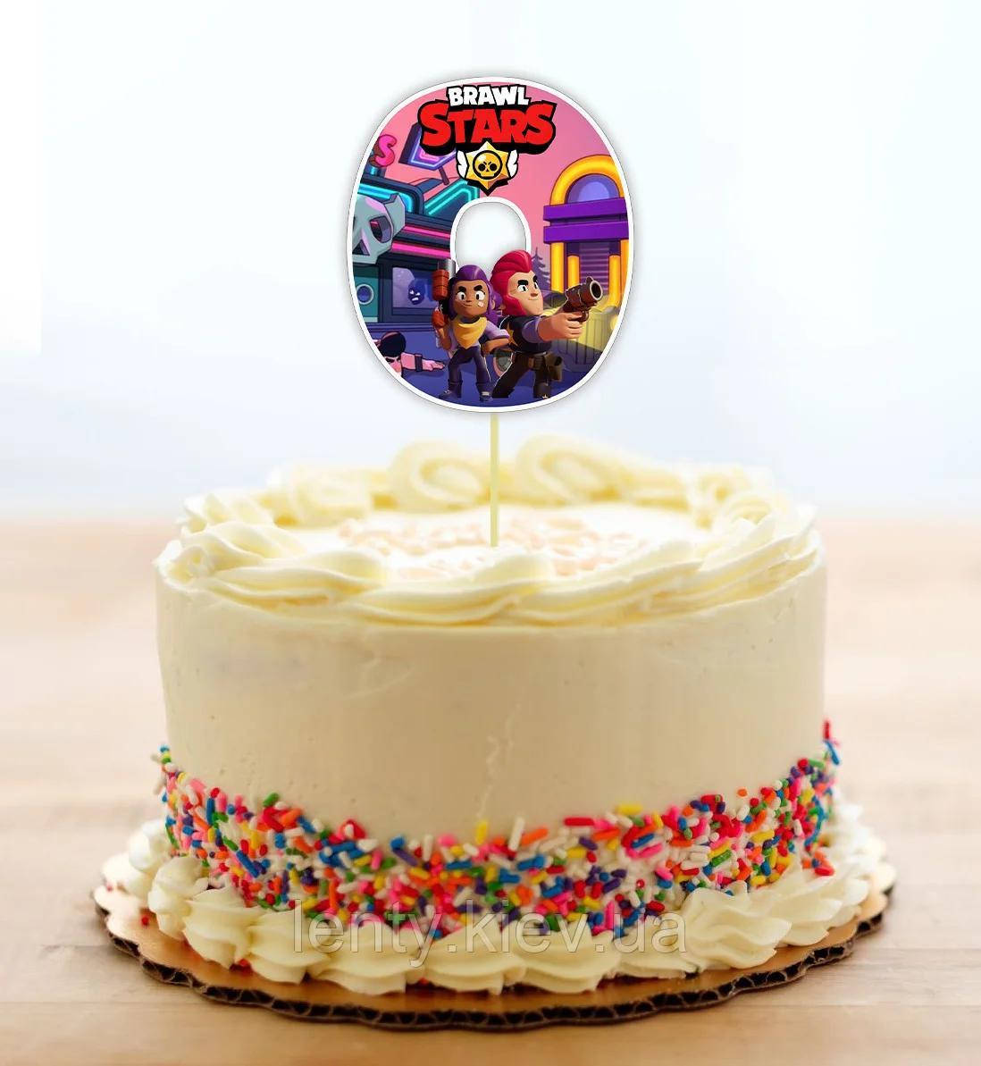 

Топпер-цифра (от 0 до 10см цифра) вырубка "Бравл Старс" (1шт)- 0