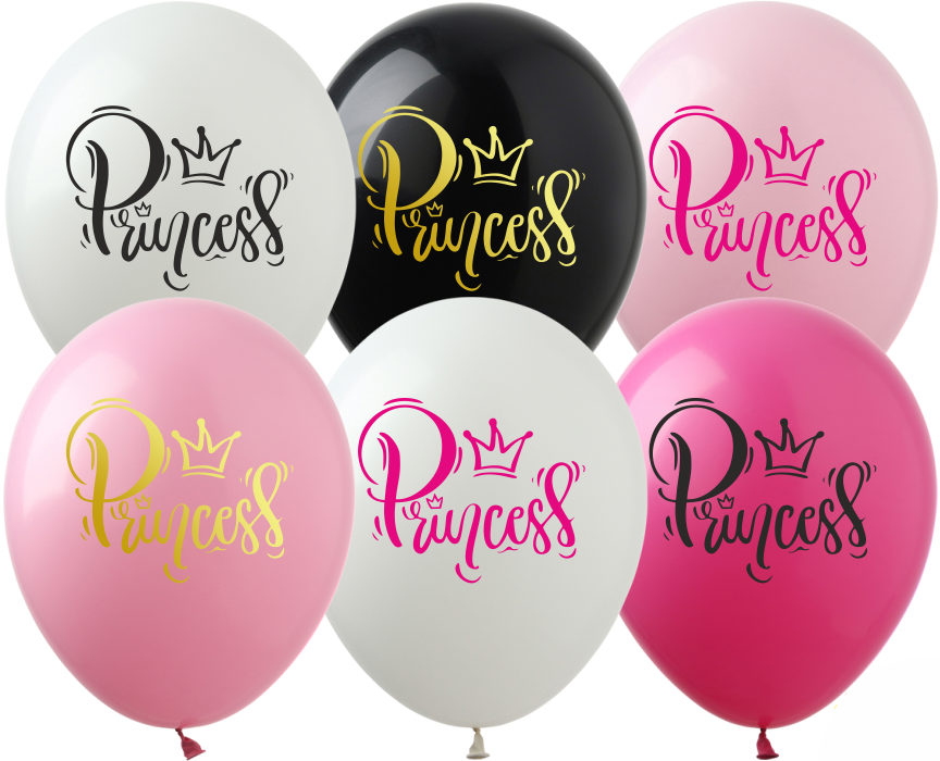 

Шарики воздушные с рисунком поштучно "Princess" 12" (30см) (ассорти)