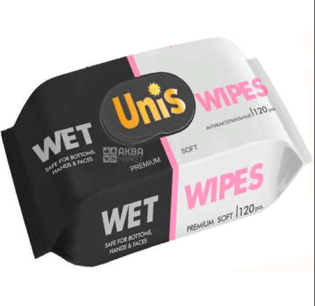 

Универсальные влажные салфетки Unis Wet Wipes 120 шт.