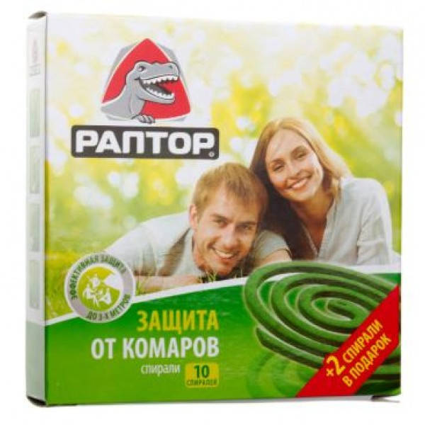 

Спираль РАПТОР от комаров без запаха, 10 шт + 2 шт