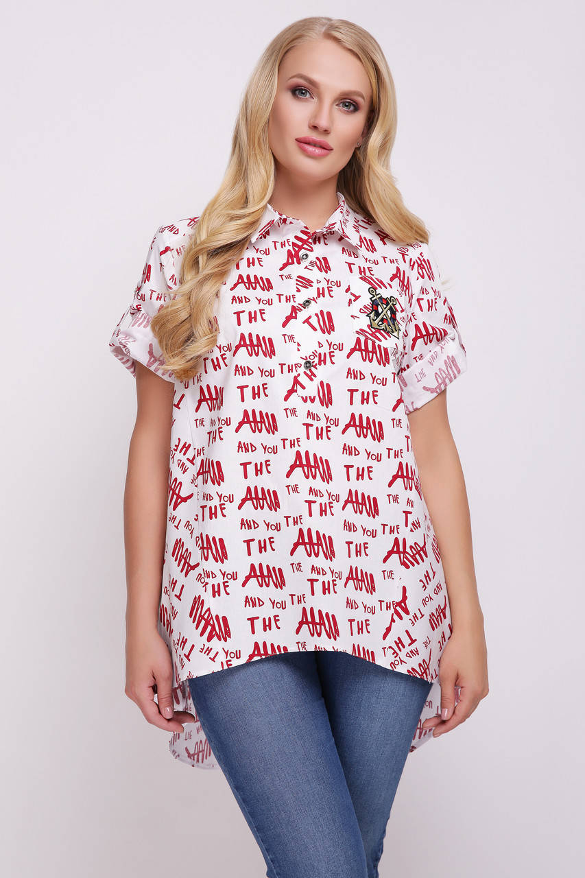 

Рубашка женская Ангелина газета красная 52/54, Красный