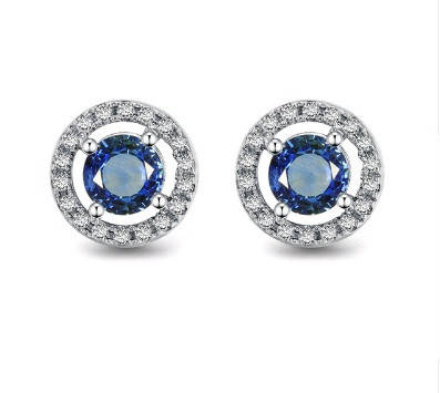 

Серьги гвоздики с синим камнем Swarovski бижутерия