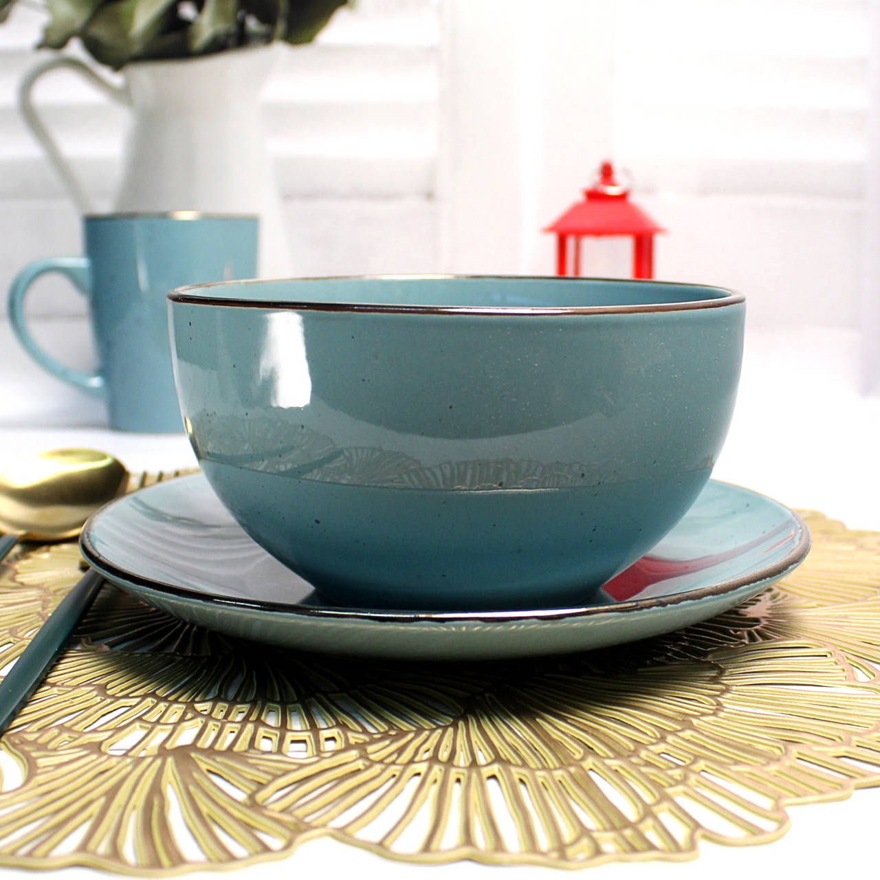 

Салатник голубой керамическийглубокий 14 см Ardesto Bagheria Misty blue