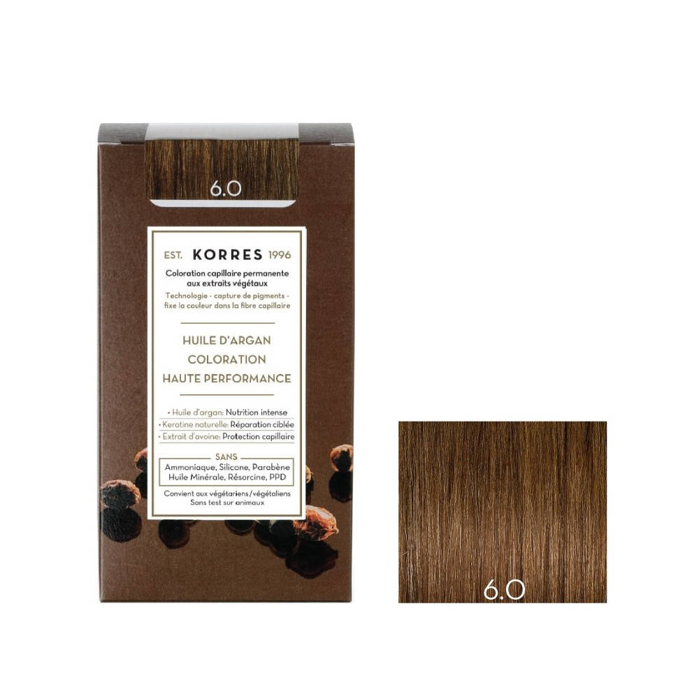 

Краска для волос Korres Argan Oil Permanent Color 6.0 Блондин Темный Натуральный