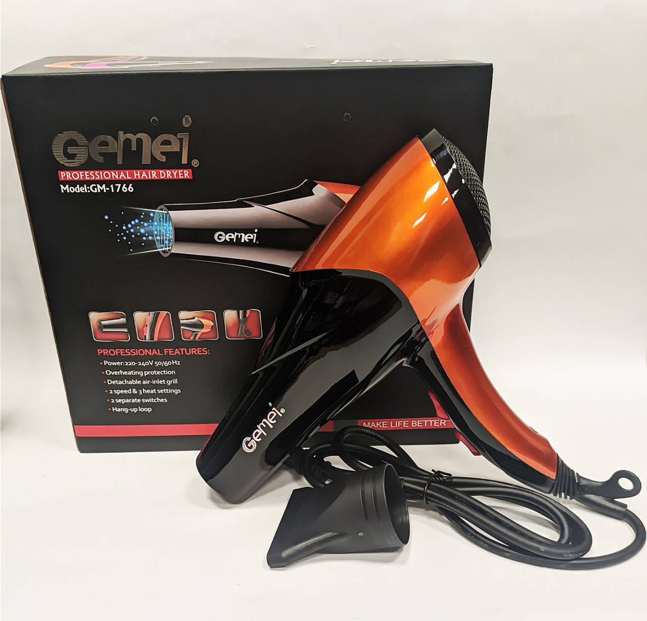 

Фен для укладки волос GEMEI GM 1766 профессиональный