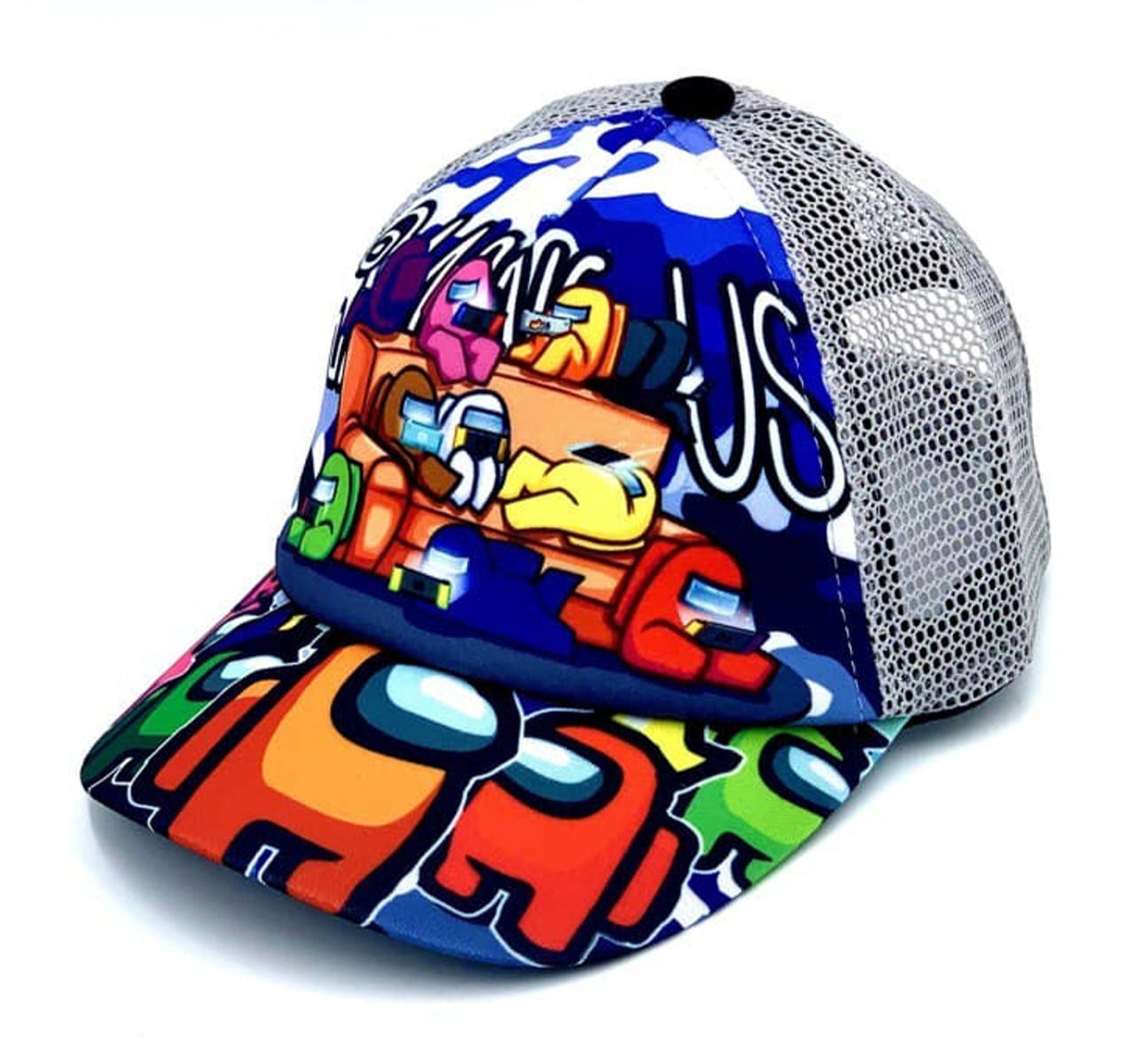 

Детская летняя кепка Амонг Ас с сеточкой на липучке, 48-56, серый