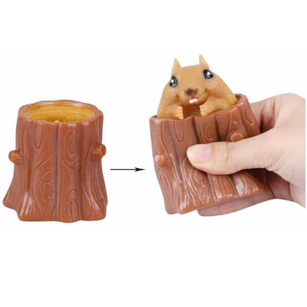 

Игрушка антистресс Pop It Фуфлик Выпрыгивающая Белка силиконовая Коричневая, Коричневый