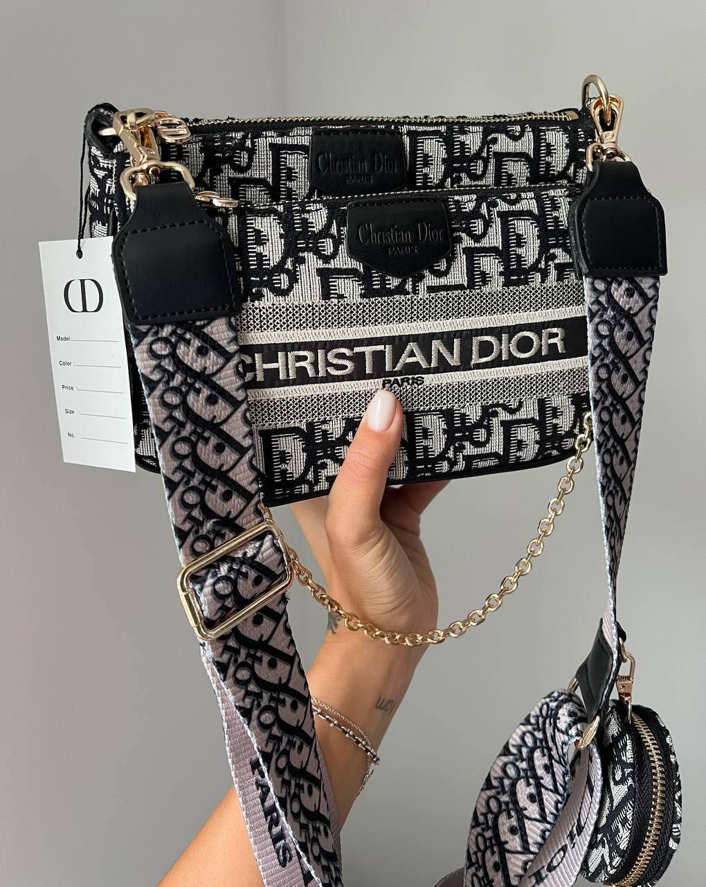 

Жіноча сумка Dior 3 in 1 / женская сумка диор, Черно-белый
