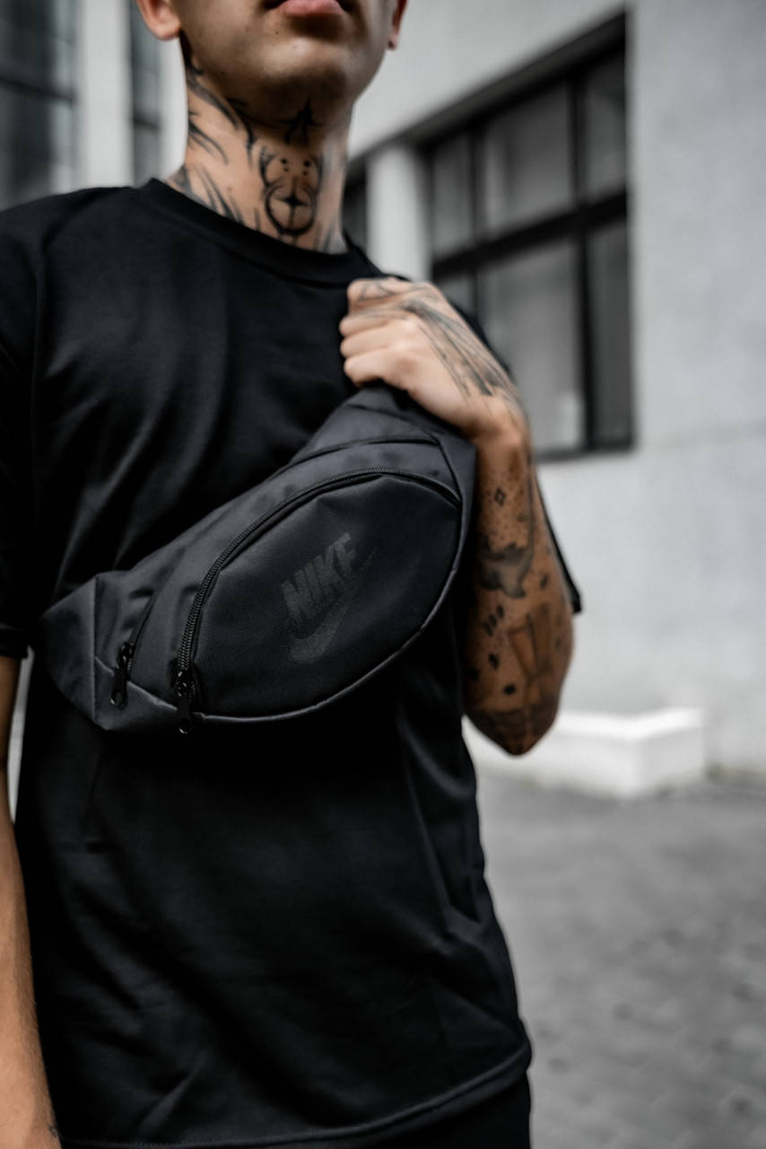

Бананка Мужская | Женская | Детская Nike черная найк сумка на пояс с логотипом, Черный