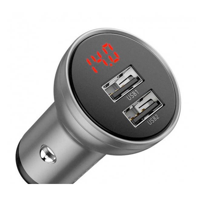 

Зарядка для телефона 2 USB Baseus Digital Display Dual USB 4.8A Car Charger+ вольтметр