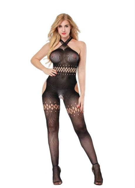 

Эротический боди-комбинезон Passion XS S M L XL (фр), Черный