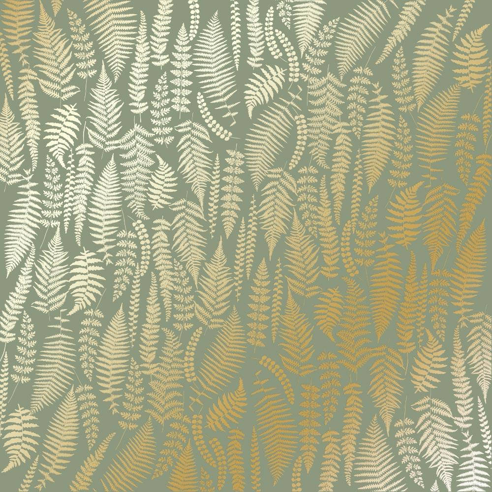 

Папір односторонній з фольгуванням - Golden Fern Olive - Fabrika Decoru - 30x30
