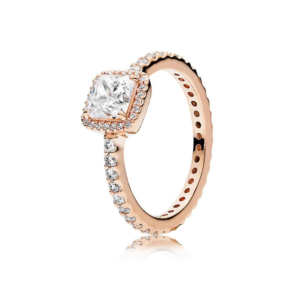 

Серебряное кольцо Pandora "Вечная классика" в позолоте Rose 180947CZ
